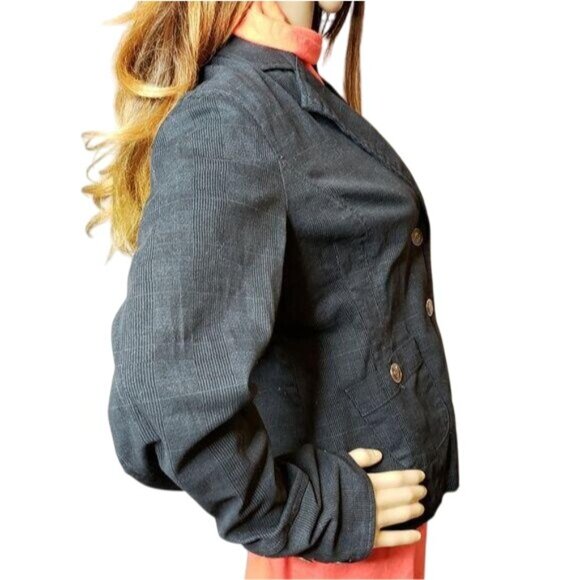Gitano Womens Blazer Jacket Size M Button Closure Cotton Blend Black Textured - Picture 7 of 7